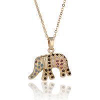 Cubic Zircon Micro Pave Brass Necklace, Elephant, gold color plated, micro pave cubic zirconia & for woman, 22x20mm, Length:Approx 15.74 Inch, Sold By PC