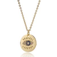 Cubic Zircon Micro Pave Brass Necklace, Flat Round, 18K gold plated, micro pave cubic zirconia & for woman, Length:Approx 15.74 Inch, Sold By PC