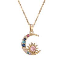 Cubic Zircon Micro Pave Brass Necklace, 18K gold plated, different styles for choice & micro pave cubic zirconia & for woman, multi-colored, Length:Approx 15.74 Inch, Sold By PC