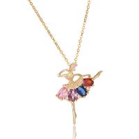 Cubic Zircon Micro Pave Brass Necklace, Girl, gold color plated, micro pave cubic zirconia & for woman, more colors for choice, Length:Approx 15.74 Inch, Sold By PC