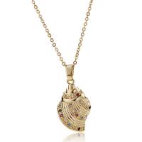 Cubic Zircon Micro Pave Brass Necklace, Conch, 18K gold plated, micro pave cubic zirconia & for woman, Length:Approx 15.74 Inch, Sold By PC