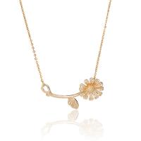 Brass Necklace, Flower, gold color plated, for woman, 36x19mm, Length:Approx 15.74 Inch, Sold By PC