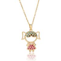 Cubic Zircon Micro Pave Brass Necklace, gold color plated, different styles for choice & micro pave cubic zirconia & for woman & hollow, multi-colored, Length:Approx 15.74 Inch, Sold By PC
