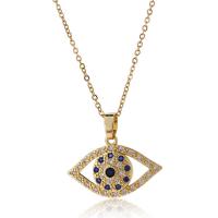 Cubic Zircon Micro Pave Brass Necklace with 1.96 inch extender chain Eye gold color plated micro pave cubic zirconia & for woman & hollow Length Approx 15.74 Inch Sold By PC