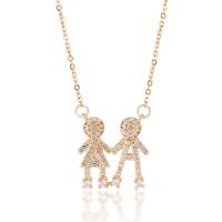 Cubic Zircon Micro Pave Brass Necklace, with 1.96 inch extender chain, 18K gold plated, micro pave cubic zirconia & for woman, 18x20mm, Length:Approx 15.74 Inch, Sold By PC