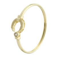 laiton bracelet ordinaire, lune, Placage de couleur d'or, Réglable & bijoux de mode & pavé de micro zircon & pour femme, doré, 60x54mm, 5PC/lot, Vendu par lot