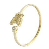 Brass Bangle, Butterfly, gold color plated, Adjustable & fashion jewelry & micro pave cubic zirconia & for woman, golden, 60x56mm, 5PCs/Lot, Sold By Lot
