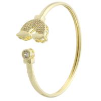 Brass Cuff Bangle, gold color plated, Adjustable & fashion jewelry & micro pave cubic zirconia & for woman, golden, 61x55mm, 5PCs/Lot, Sold By Lot