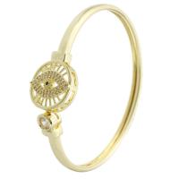Brass Bangle Evil Eye gold color plated Adjustable & fashion jewelry & micro pave cubic zirconia & for woman golden Sold By Lot