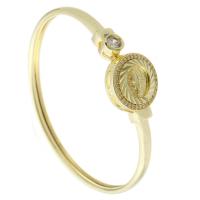 laiton bracelet ordinaire, Rond, Placage de couleur d'or, Réglable & bijoux de mode & pavé de micro zircon & pour femme, doré, 61x54mm, 5PC/lot, Vendu par lot