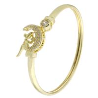 laiton bracelet ordinaire, Placage de couleur d'or, Réglable & bijoux de mode & pavé de micro zircon & pour femme, doré, 60x57mm, 5PC/lot, Vendu par lot