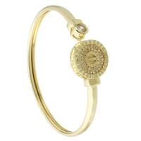 laiton bracelet ordinaire, Rond, Placage de couleur d'or, Réglable & bijoux de mode & pavé de micro zircon & pour femme, doré, 61x54mm, 5PC/lot, Vendu par lot