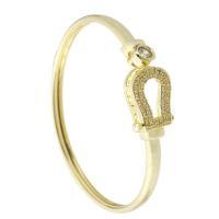 Brass Bangle, gold color plated, Adjustable & fashion jewelry & micro pave cubic zirconia & for woman, golden, 60x56mm, 5PCs/Lot, Sold By Lot