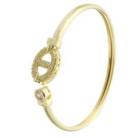 laiton bracelet ordinaire, Placage de couleur d'or, Réglable & bijoux de mode & pavé de micro zircon & pour femme, doré, 63x57mm, 5PC/lot, Vendu par lot
