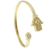 laiton bracelet manchette, Placage de couleur d'or, Réglable & bijoux de mode & pavé de micro zircon & pour femme, doré, 61x54mm, 5PC/lot, Vendu par lot