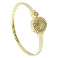 laiton bracelet ordinaire, Rond, Placage de couleur d'or, Réglable & bijoux de mode & pavé de micro zircon & pour femme, doré, 60x56mm, 5PC/lot, Vendu par lot
