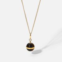 Stainless Steel Jewelry Necklace, 304 Stainless Steel, with 50mm extender chain, Round, Vacuum Ion Plating, for woman, golden, 12.91mm, Length:Approx 430 mm, Sold By PC
