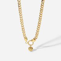 Stainless Steel Jewelry Necklace, 304 Stainless Steel, with 25mm extender chain, Round, Vacuum Ion Plating, Unisex, golden, 10mm, Length:Approx 455 mm, Sold By PC