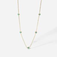Stainless Steel Jewelry Necklace, 304 Stainless Steel, with Turquoise, with 45mm extender chain, Vacuum Ion Plating, for woman, golden, 4.95mm, Length:Approx 440 mm, Sold By PC