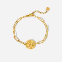 Stainless Steel Jewelry Bracelet 304 Stainless Steel with 3.8cm extender chain Vacuum Ion Plating for woman golden 16mm Length Approx 17 cm Sold By PC