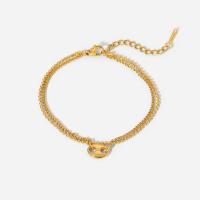 Pulseira  de jóias de aço inox, Aço inoxidável 304, with 3.8cm extender chain, para mulher, dourado, 8mm, comprimento Aprox 16.5 cm, vendido por PC