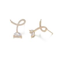 Cubic Zirconia Micro Pave Brass Earring, gold color plated, different styles for choice & micro pave cubic zirconia & for woman, 17x12mm, Sold By Pair
