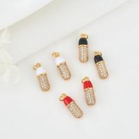Cubic Zirconia Micro Pave Brass Pendant Capsule gold color plated micro pave cubic zirconia & enamel Sold By PC
