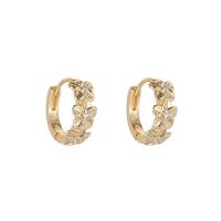 Cubic Zirconia Micro Pave Brass Earring, gold color plated, different styles for choice & micro pave cubic zirconia & for woman, 14x11mm, Sold By Pair