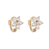 Cubic Zirconia Micro Pave Brass Earring gold color plated & micro pave cubic zirconia & for woman Sold By Bag