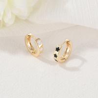Brass Huggie Hoop Earring gold color plated & for woman & enamel Sold By Pair