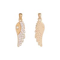 Cubic Zirconia Micro Pave Brass Pendant Wing Shape gold color plated & micro pave cubic zirconia Sold By PC