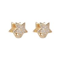 Cubic Zirconia Micro Pave Brass Earring, gold color plated, different styles for choice & micro pave cubic zirconia & for woman, 11x11.50mm, Sold By Pair