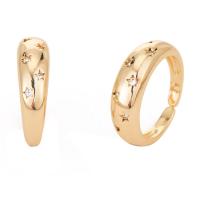 Cúbicos Circonia Micro Pave anillo de latón, metal, chapado en color dorado, Ajustable & micro arcilla de zirconia cúbica & para mujer, Vendido por UD