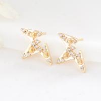 Cubic Zirconia Micro Pave Brass Earring, gold color plated, fashion jewelry & micro pave cubic zirconia & for woman, 15x12mm, Sold By Pair