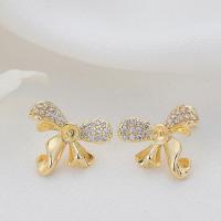 Cubic Zirconia Micro Pave Brass Earring, gold color plated, micro pave cubic zirconia & for woman, 15x14mm, Sold By Pair