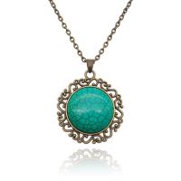 Turquoise Sweater Chain Necklace Zinc Alloy with turquoise antique bronze color plated fashion jewelry & Unisex & oval chain two different colored Sold Per 60 cm Strand