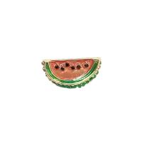 Enamel Brooch, Brass, Watermelon, gold color plated, micro pave cubic zirconia & for woman, nickel, lead & cadmium free, 11x21mm, 10PCs/Lot, Sold By Lot