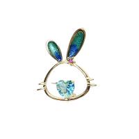 Cubic Zirconia Brooch Brass Rabbit gold color plated Hand-Painted Enamel Glaze & micro pave cubic zirconia & for woman & hollow nickel lead & cadmium free Sold By Lot
