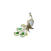 Cubic Zirconia Brooch Brass Peacock gold color plated micro pave cubic zirconia & for woman nickel lead & cadmium free Sold By Lot