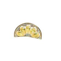 Crystal Brooch, Brass, with Crystal, Lemon, gold color plated, micro pave cubic zirconia & for woman & hollow, more colors for choice, nickel, lead & cadmium free, 30x17mm, 10PCs/Lot, Sold By Lot