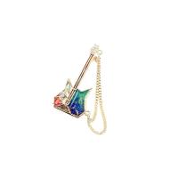 Enamel Brooch Brass Guitar gold color plated Hand-Painted Enamel Glaze & micro pave cubic zirconia & for woman nickel lead & cadmium free Sold By Lot