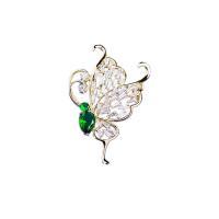 Cubic Zirconia Brooch Brass Butterfly gold color plated micro pave cubic zirconia & for woman & hollow nickel lead & cadmium free Sold By Lot