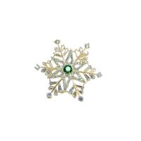 Cubic Zirconia Brooch Brass Snowflake gold color plated micro pave cubic zirconia & for woman & hollow nickel lead & cadmium free Sold By Lot