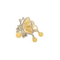 Cubic Zirconia Broche, metal, con La cera de abejas, Mariposa, chapado en color dorado, micro arcilla de zirconia cúbica & para mujer, 40x52mm, 10PCs/Grupo, Vendido por Grupo