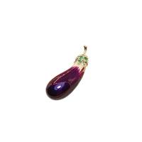 Enamel Brooch, Brass, Eggplant, gold color plated, for woman, nickel, lead & cadmium free, 9x22mm, 10PCs/Lot, Sold By Lot