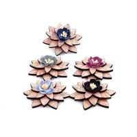 Wood Brooch, with Cloth & Tibetan Style, Flower, fashion jewelry & Unisex, more colors for choice, 45mm, 10PCs/Lot, Sold By Lot