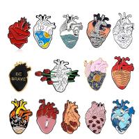 Tibetan Style Brooches, Heart, plated, Unisex & different styles for choice & enamel, nickel, lead & cadmium free, 10-30mm, 10PCs/Lot, Sold By Lot