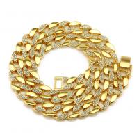 Zinc Alloy Jewelry Necklace plated & for man & with rhinestone nickel lead & cadmium free Sold By PC
