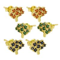 Cubic Zirconia Micro Pave Brass Earring high quality gold color plated micro pave cubic zirconia & for woman Sold By Pair