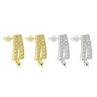 Brass Earring Drop Component, high quality plated, micro pave cubic zirconia, more colors for choice, 20mm, Sold By Pair